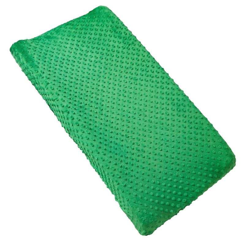 Aullar Solid Changing Table Pad Cover Cradle Sheet, Fits 32"/34''x16 Contoured Diaper Changing Pad, Ultra Soft Cozy Dots Plush Changing Table Covers, Breathable Wipeable Removable (Fern Green) - Image 1
